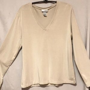 Chicos Tan V-neck Long Sleeve Top Size 1/M/8
